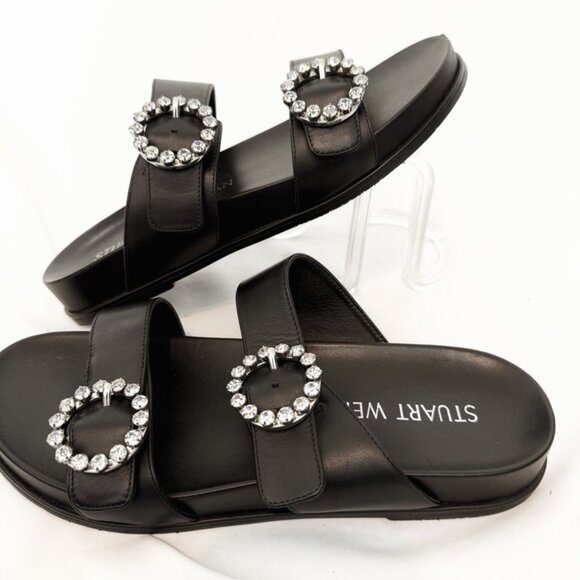 Stewart Weitzman BlingRing Crystal Buckle Slide sz 9 NEW - Picture 6 of 12